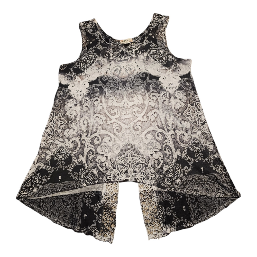 Women's World Unity Black & White Embellished Swing Tank M
